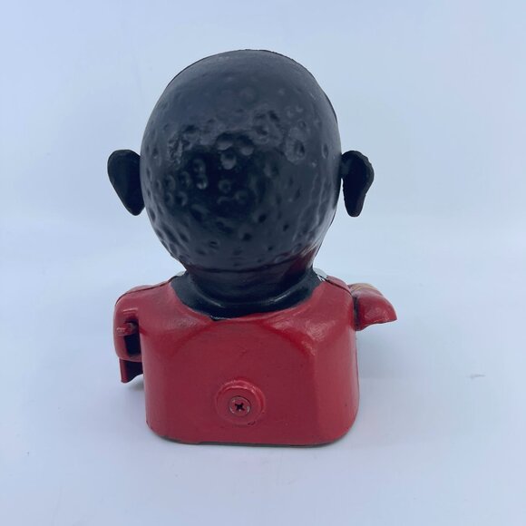 antique cast iron mechanical coin bank american folk nodder red & black - Picture 3 of 5